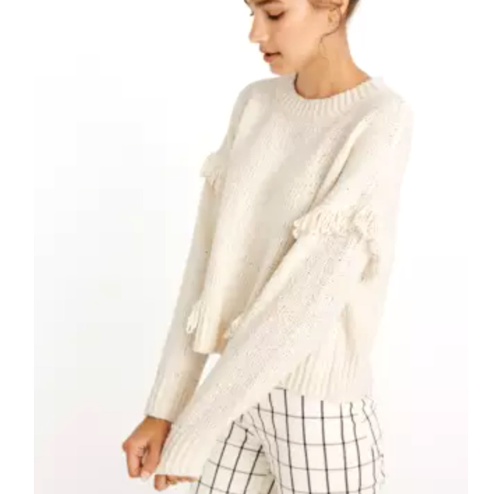 Madewell Montford Fringe Pullover Sweater Size L NWOT